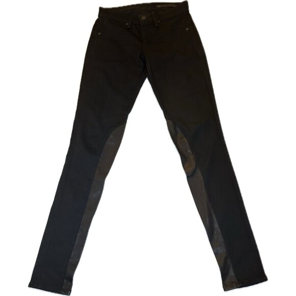 Rag & Bone Jeans Womens Midnight Black Leather Panel Skinny Pants Made USA 24x29 - Picture 2 of 9